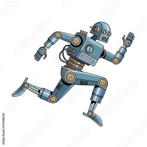 Running Robot Illustration Depicting Technological Advancement and Innovation.
