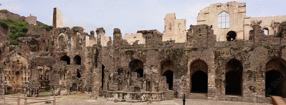 Naklejka premium The ruins of the Golkonda Fort of Hyderabad in India. Photo: September 25, 2023