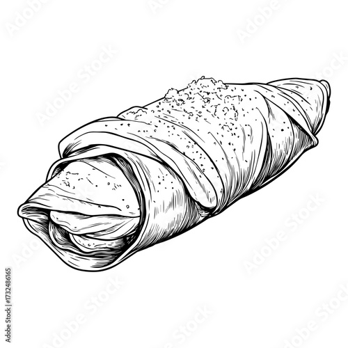 Cannolis Sketch Illustration – Hand-Drawn Dessert Vector Art. Italian Dessert Vector.