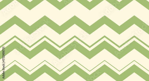 Green zigzag pattern on ivory