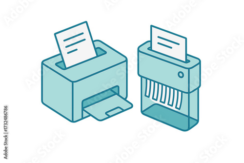 Essential office technology: a printer for output and a paper shredder for secure disposal of documents