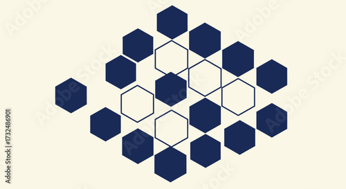 Geometric pattern of blue and white hexagons