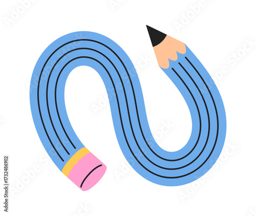 Curvy blue pencil hand drawn