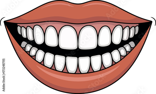 Cartoon mouth illustration with perfect teeth for dental health and oral hygiene needs