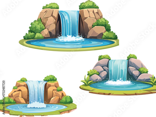 Tranquil Waterfall Cascading into a Peaceful Pond