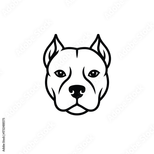 Foto Stylized line art portrait of a pitbull dog head