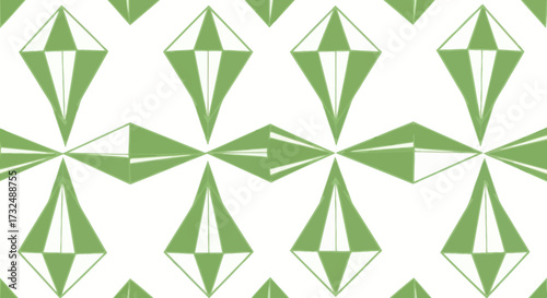 Abstract pattern of olive green diamonds on a white background