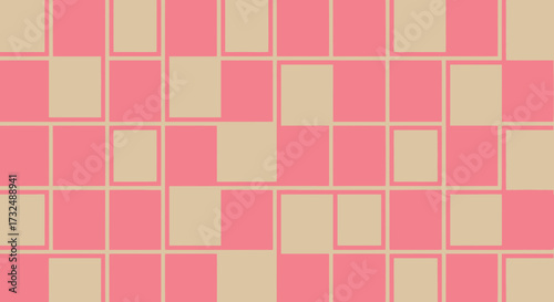Irregular grid of alternating pink & beige rectangles