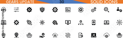 Modern gears update icons set for digital applications vector