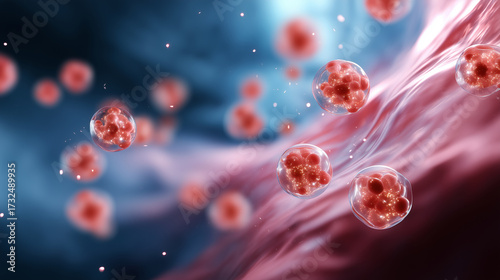 A visualization of liquid biopsy technology, where circulating tumor DNA fragments float in a digital bloodstream. Advanced sequencing platforms detect tiny mutations, with AI pred
