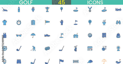 Golf icon set collection versatile sports graphics vector