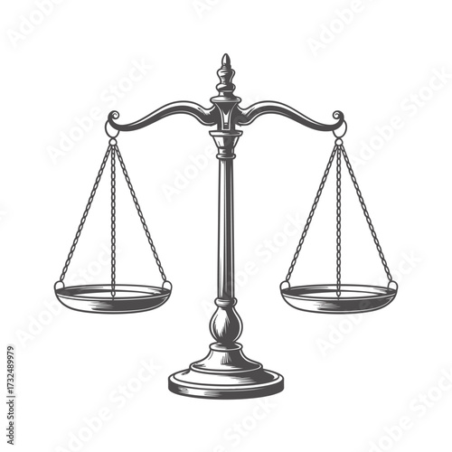 Vintage scales of justice symbol for law and balance