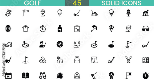 Collection of golf icons for sports and leisure applications vector