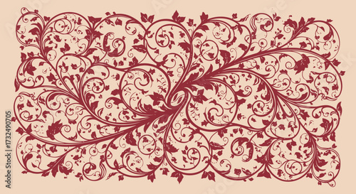 Ornate vine and leaf scroll pattern