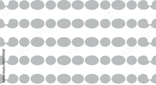 Gray circles in horizontal rows, some are partially connected