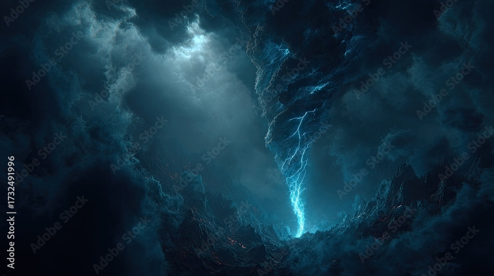 Obraz premium Dramatic storm clouds with intense lightning.