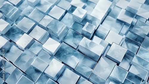 Wallpaper Mural Abstract array of metallic blue-gray cubes, offset and varying in height, creating a textured background Torontodigital.ca