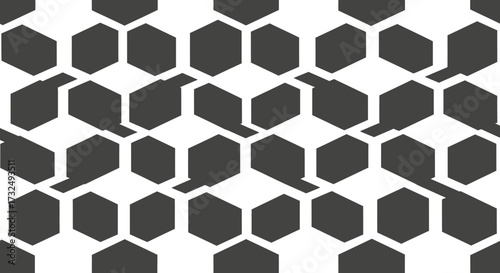 Patterned grey hexagons on white