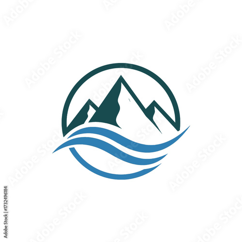Mountain and Water Logo Design for Outdoor Adventures.