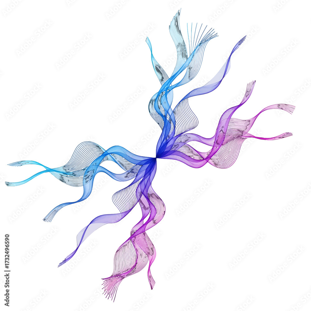 Fototapeta premium Abstract colorful ribbons swirling in a symmetrical pattern.