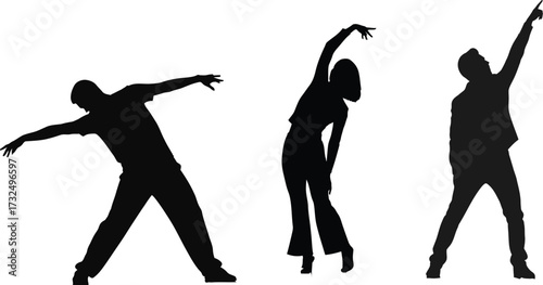 Dancers dancing silhouette editable vector illustration silhouette icons