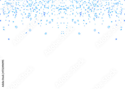 Abstract Blue Glowing Sparkling Confetti Light Glitter Particles on Gradient Background