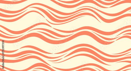 Abstract peach waves on ivory backdrop