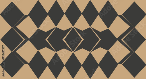 Geometric diamond pattern in grey and beige, symmetrical design
