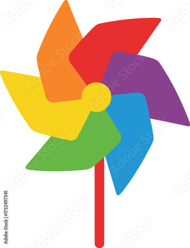 Colorful pinwheel with spinning blade icon editable vector illustration