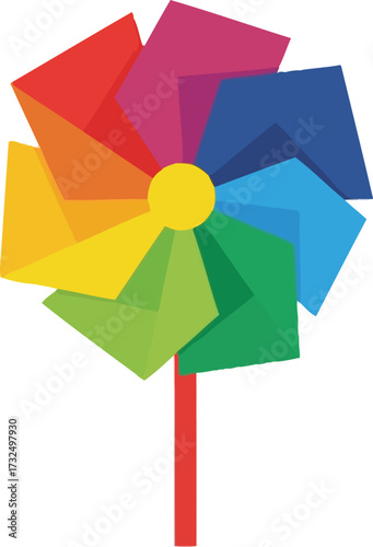 Colorful pinwheel with spinning blade icon editable vector illustration