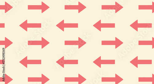 Arrows pattern, pink alternating direction on a pale yellow field