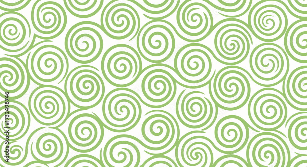 Fototapeta premium Seamless background of green spiral shapes on white