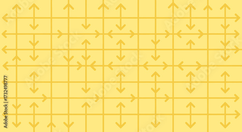 Yellow grid pattern filled with arrows pointing different directions