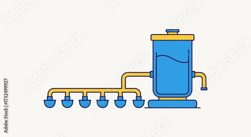 Abstract illustration depicting a filtration system for water distribution