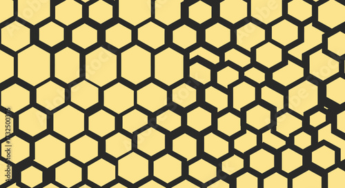 Interlocked beige honeycomb design on black