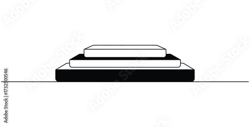 Stacked platforms in simple black and white graphic design element