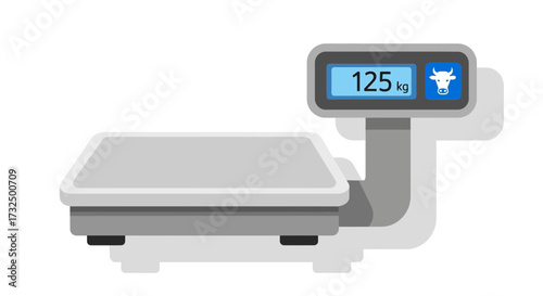 Digital scale showing 125 kg for livestock weight measurement in agriculture