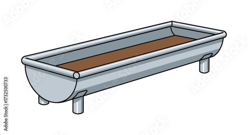Elevated trough illustration for animal feeding, agriculture concept