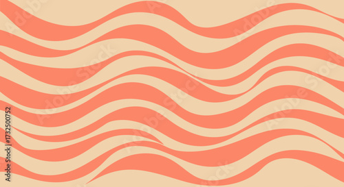 Wavy salmon and beige bands, curving across the frame. Retro style