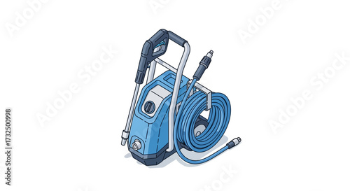 Illustration of a contemporary electric pressure washer for outdoor cleaning