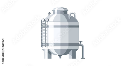 Illustration of an industrial storage tank with ladder and pipework