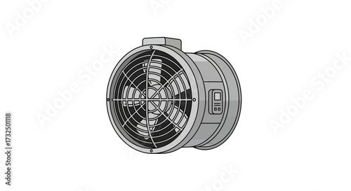 Illustration of an industrial ventilation fan with circular design