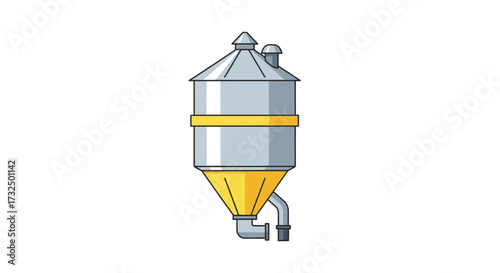 Illustration of industrial silo container used for storing bulk materials