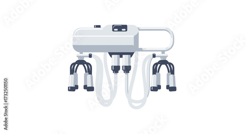 Illustration of Modern Automatic Milking Machine for Dairy Farm Technology
