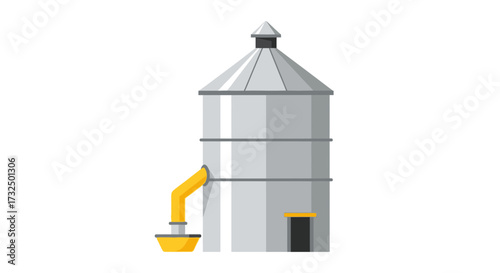Isolated Grain Silo Illustration for Agricultural and Industrial Design