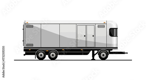 Isolated illustration of a white mobile trailer for logistics needs and cargo