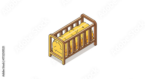Isometric baby crib vector illustration on an isolated white background