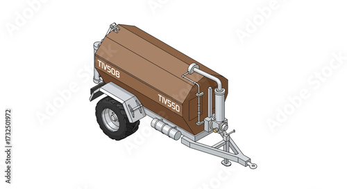 Isometric Illustration of a Tank Trailer for Agricultural Purposes