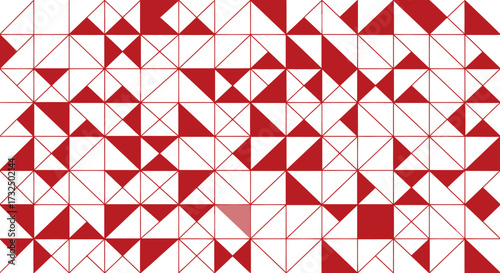 Abstract pattern of red and white triangles and squares