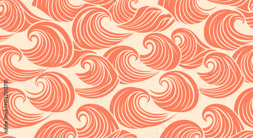 Coral curls flow on beige